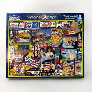 White Mountain Vintage Pepsi 1000 Pc Puzzle Complete 24x30 USA Family Tested
